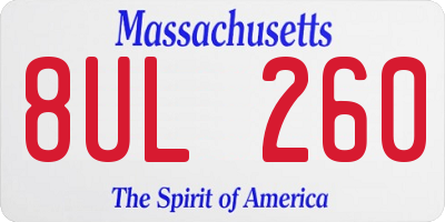 MA license plate 8UL260