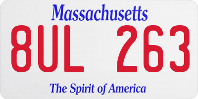 MA license plate 8UL263