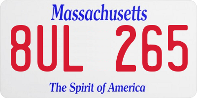 MA license plate 8UL265