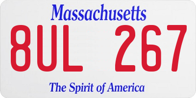 MA license plate 8UL267