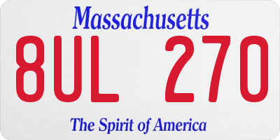 MA license plate 8UL270