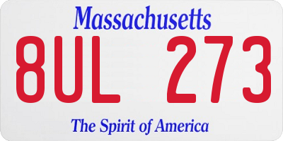 MA license plate 8UL273