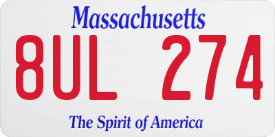 MA license plate 8UL274