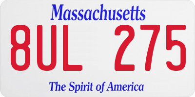 MA license plate 8UL275