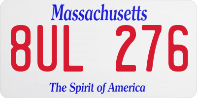 MA license plate 8UL276