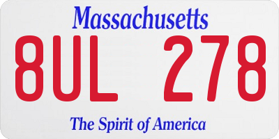 MA license plate 8UL278