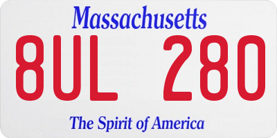 MA license plate 8UL280