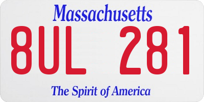 MA license plate 8UL281