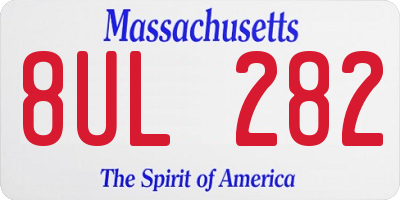 MA license plate 8UL282