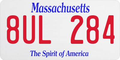 MA license plate 8UL284