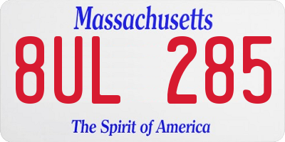 MA license plate 8UL285
