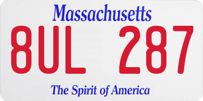MA license plate 8UL287