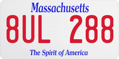 MA license plate 8UL288