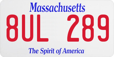 MA license plate 8UL289