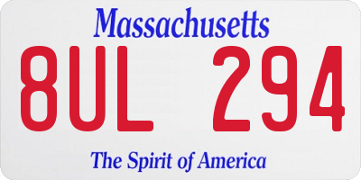 MA license plate 8UL294
