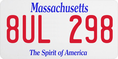MA license plate 8UL298