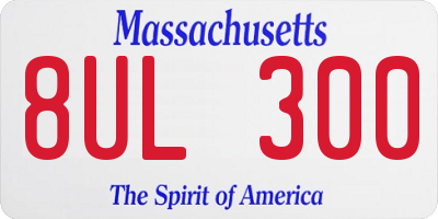 MA license plate 8UL300