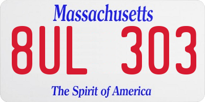MA license plate 8UL303