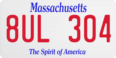 MA license plate 8UL304