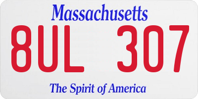 MA license plate 8UL307