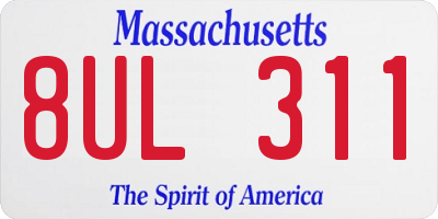 MA license plate 8UL311