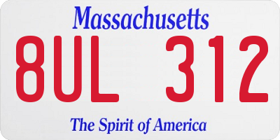 MA license plate 8UL312