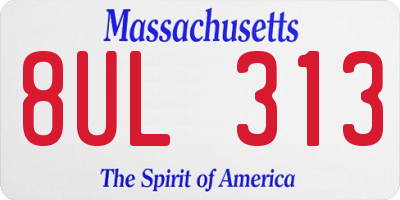 MA license plate 8UL313