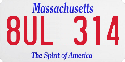 MA license plate 8UL314