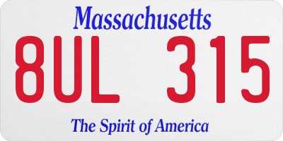 MA license plate 8UL315