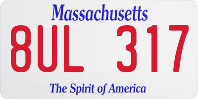 MA license plate 8UL317