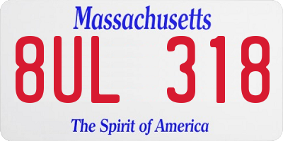 MA license plate 8UL318
