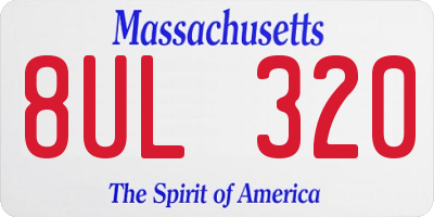 MA license plate 8UL320