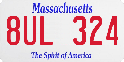 MA license plate 8UL324