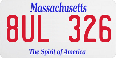 MA license plate 8UL326