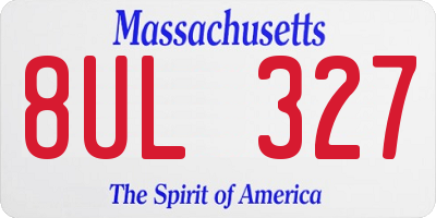 MA license plate 8UL327