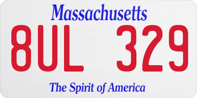 MA license plate 8UL329