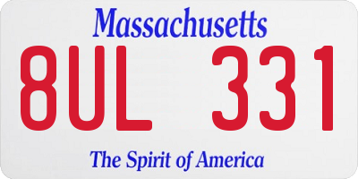 MA license plate 8UL331