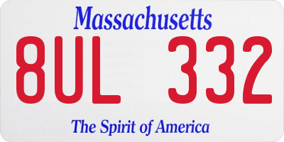MA license plate 8UL332
