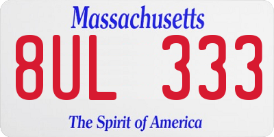 MA license plate 8UL333