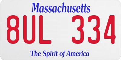 MA license plate 8UL334