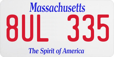 MA license plate 8UL335