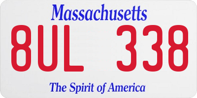 MA license plate 8UL338