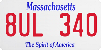 MA license plate 8UL340