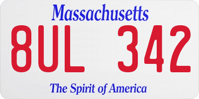 MA license plate 8UL342