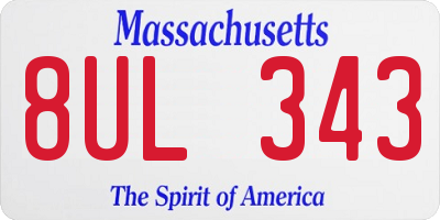 MA license plate 8UL343