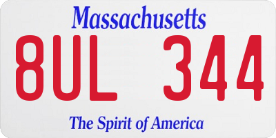 MA license plate 8UL344