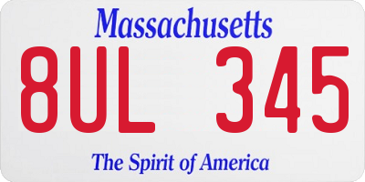 MA license plate 8UL345