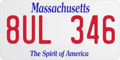 MA license plate 8UL346