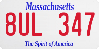 MA license plate 8UL347
