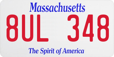 MA license plate 8UL348